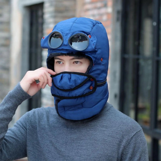 Winter Face Mask Hat, Thermal Windproof Balaclava Hat with Goggles