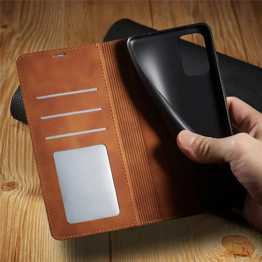 Samsung Galaxy Leather Flip Case, Magnetic Wallet Phone Case with Card Holder