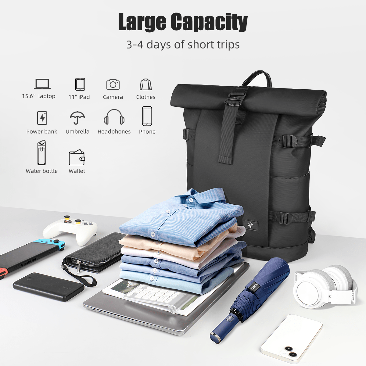ROLLTRAIL Backpack Expandable Outdoor Backpack
