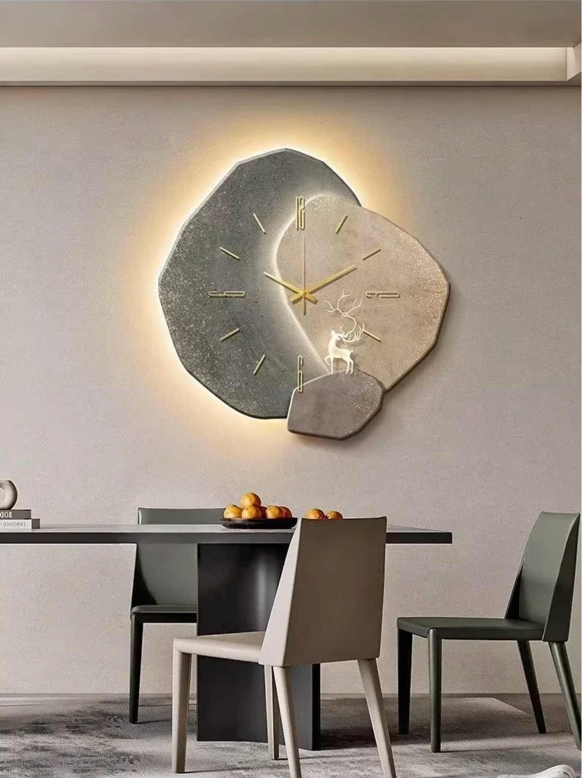 Backlit Wooden Wall Clock, Silent Movement