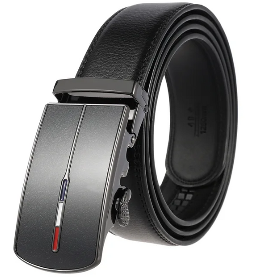 Men's Leather Belt with Automatic Buckle, 3.5 cm Wide Cowhide Belt for Dress & Casual Wear