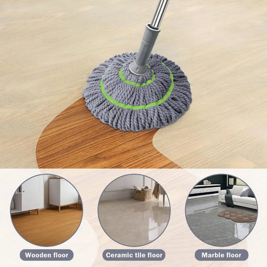 Self Wringing Mop, 360 Degree Rotating Microfiber Mop with Stainless Steel Telescopic Handle