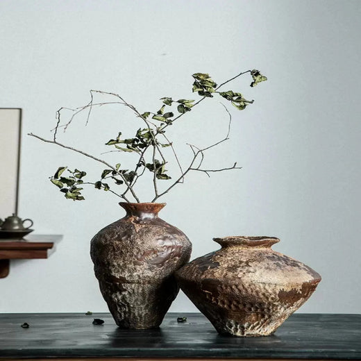 Rustic Vase, Ceramic Nest Vase for Table & Shelf Decor