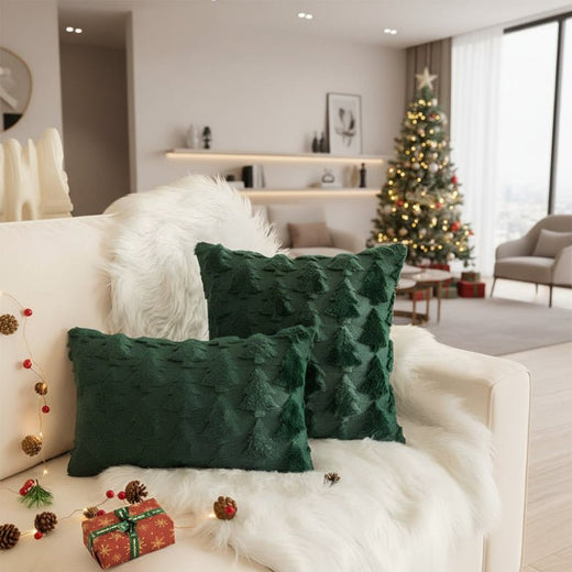Plush Christmas Tree Pillow Cover, Christmas Pillows for Couch 18x18 Inch, Cozy Christmas Throw Pillow Case
