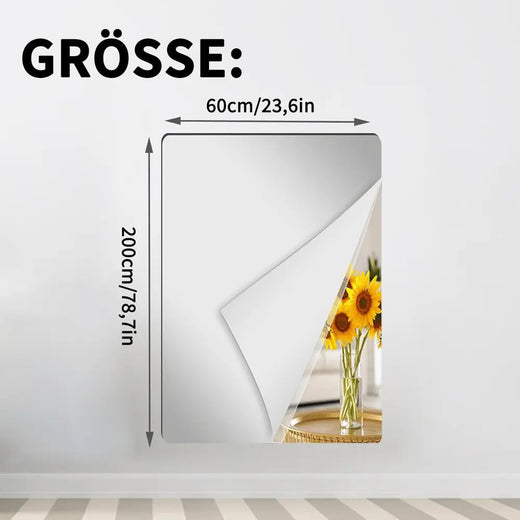Self Adhesive Mirror Sheet, Flexible Shatterproof Mirror Film for Wall, Door & Bathroom