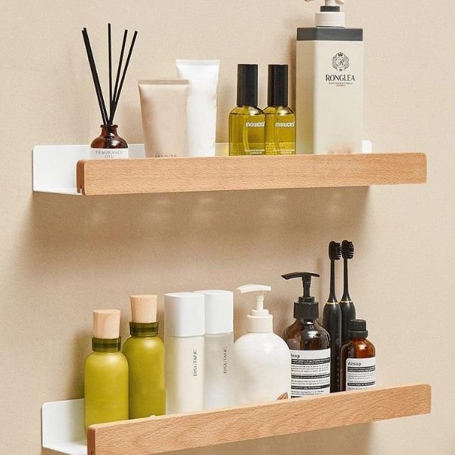 WOODSHELF Bathroom Wall Shelf Solid Wood