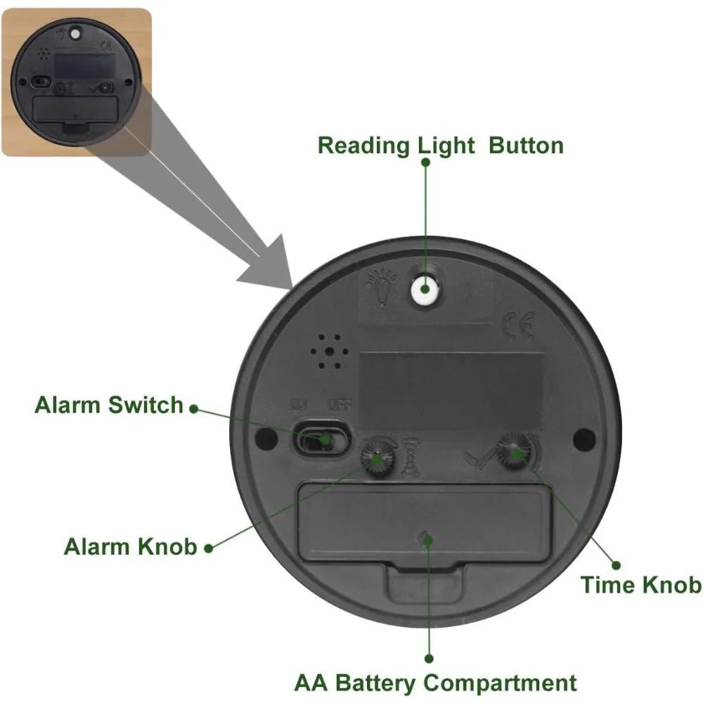 QUIETWOOD Silent Wooden Alarm Clock