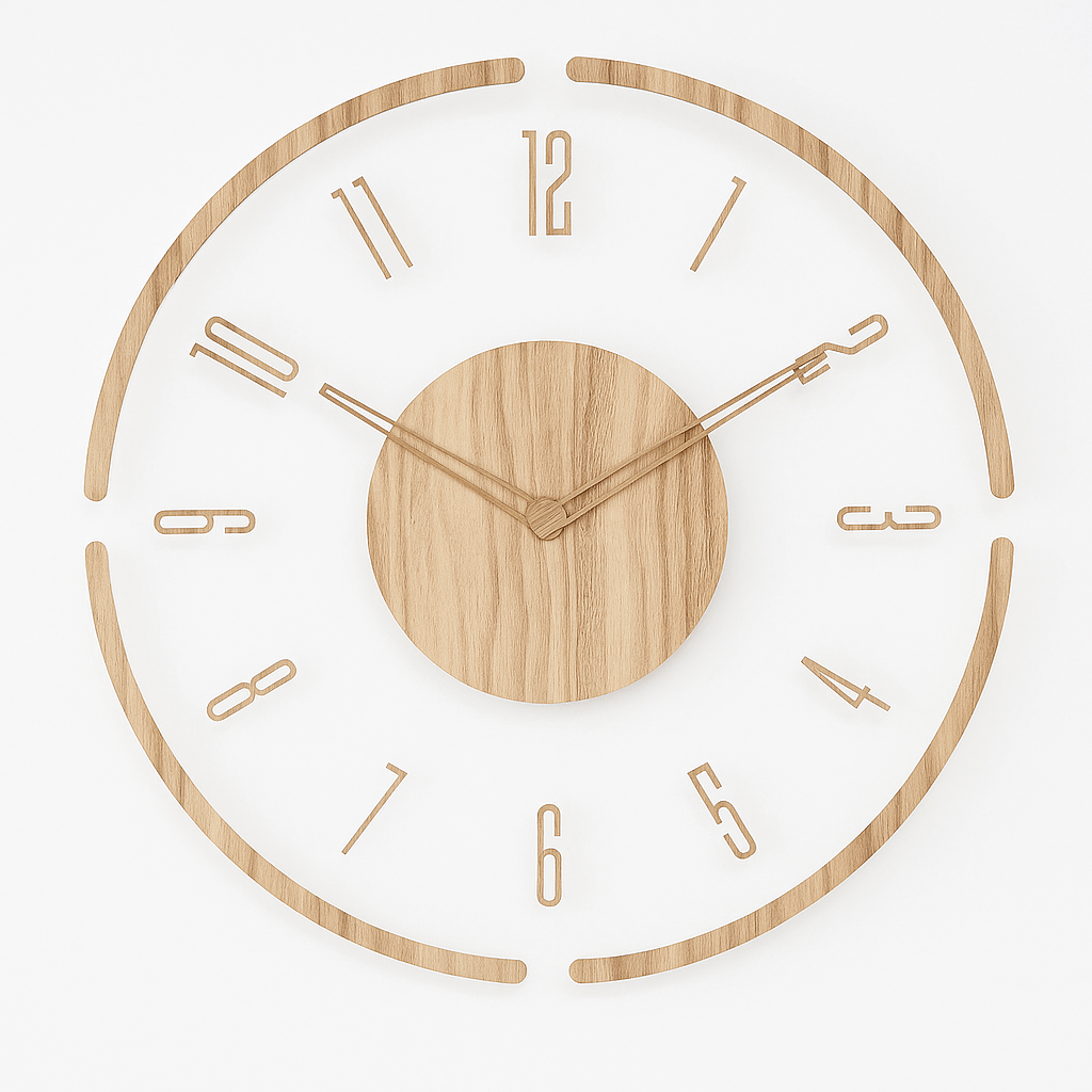 NORDIC CLOCK Silent Wooden Wall Clock