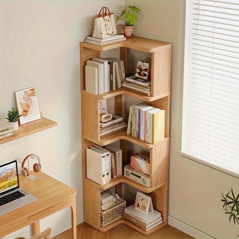 Corner Cabinet, Solid Wood Corner Storage Cabinet for Living Room & Bathroom