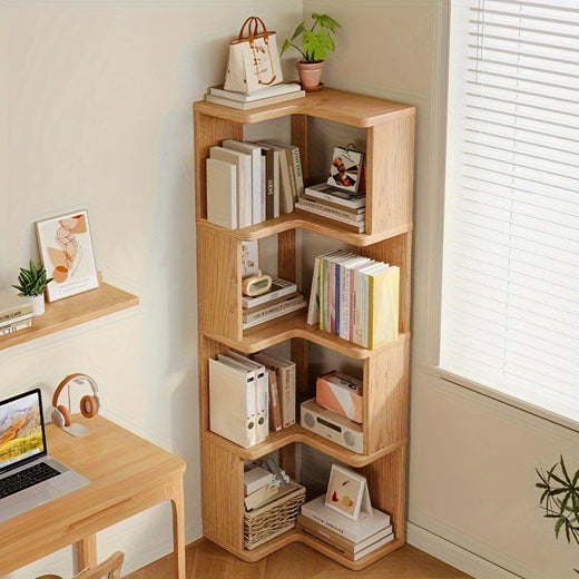 Corner Cabinet, Solid Wood Corner Storage Cabinet for Living Room & Bathroom