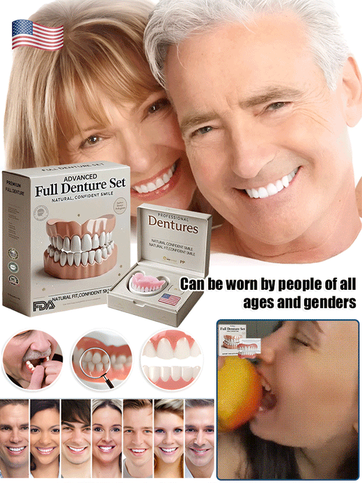 Boil and Bite Denture Kit, At Home Moldable Upper & Lower Cosmetic Dentures