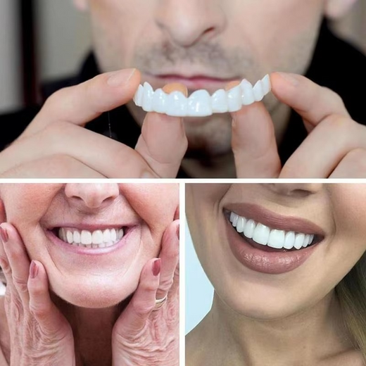 Boil and Bite Dentures for People with Some Teeth, Snap On Upper & Lower Cosmetic Set