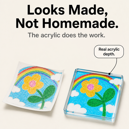 Acrylic Photo Magnets, DIY Clear Fridge Magnet Kit for Kids' Drawings & Family Photos