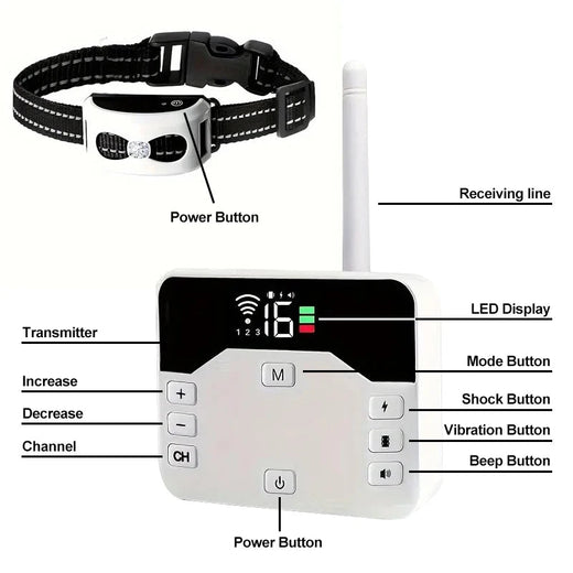Wireless Dog Fence, 2-in-1 Dog Training Collar with 300 m Range, Waterproof & Rechargeable
