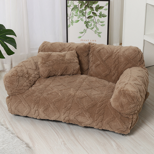 Dog Bed, Soft Plush Velour Sofa-Style Pet Bed with Raised Edges for Small, Medium & Large Dogs