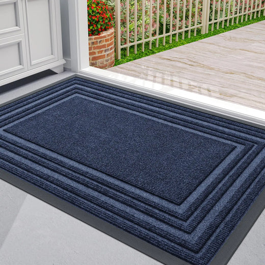 Rubber Door Mat, Heavy Duty Non-Slip Natural Rubber Entrance Mat for Indoor & Outdoor, Low Profile