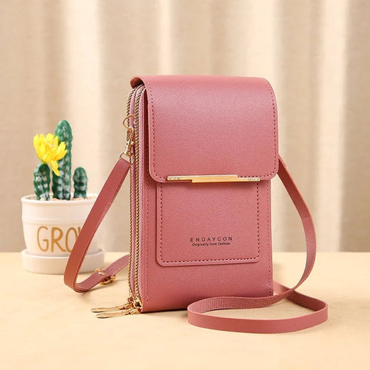 Crossbody Phone Bag, PU Leather Wallet Purse with Touchscreen Window & Anti-Theft Design