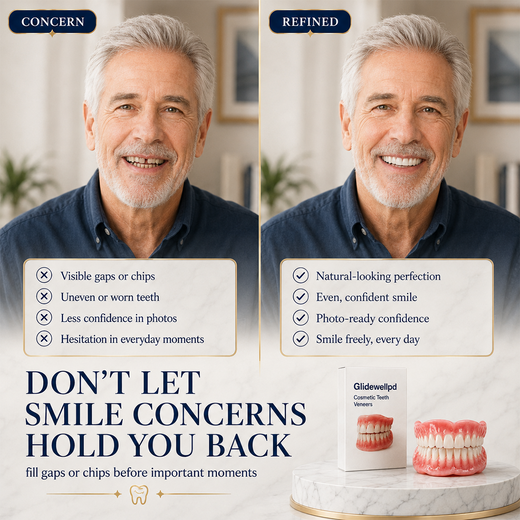 Fake Teeth Set, Snap On Upper & Lower Cosmetic False Teeth for a Natural-Looking Smile