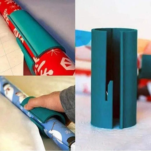 Gift Wrap Cutter, Wrapping Paper Roll Slider with Built-In Blade & Roll Organizer