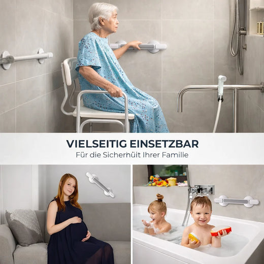Suction Grab Bar for Shower, Bathtub & Toilet, No Drilling Safety Handle for Seniors