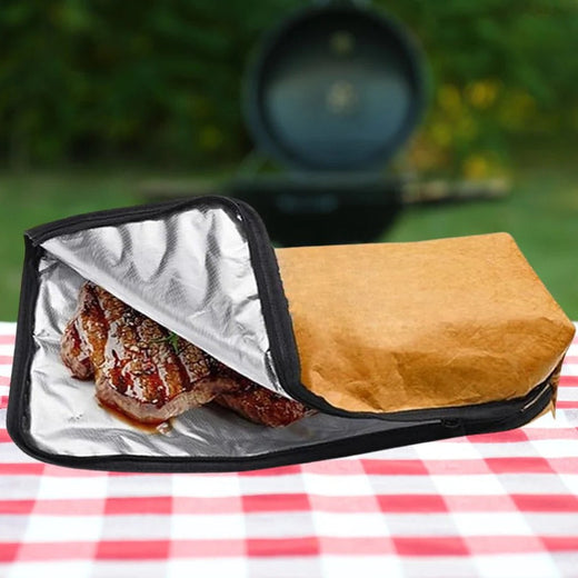Insulated BBQ Meat Resting Bag, Foil Lined Carrier for Brisket, Turkey & Ribs with Reinforced Handles