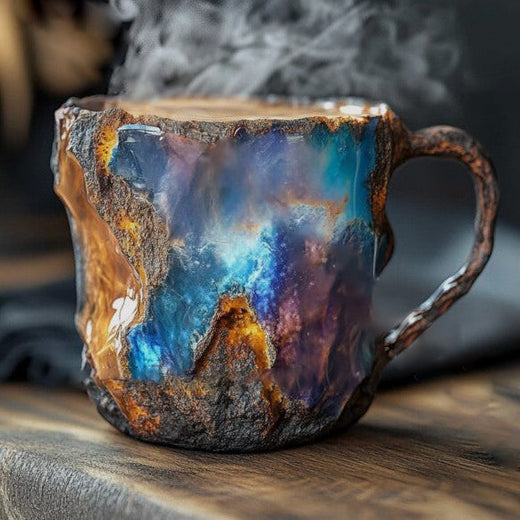 Crystal Coffee Mug, Handmade Mineral Crystal Cup for Coffee & Tea, Microwave Safe, 350-450 ml