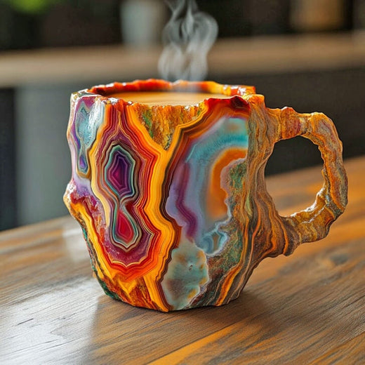 Crystal Coffee Mug, Handmade Mineral Crystal Cup for Coffee & Tea, Microwave Safe, 350-450 ml