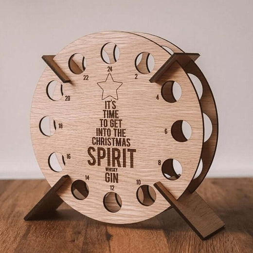 Liquor Advent Calendar, Refillable Wooden Christmas Tree or Wreath Countdown for Mini Bottles & Beer