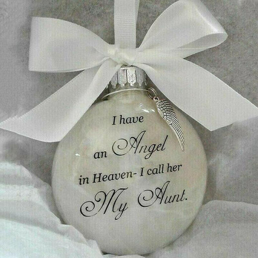 Memorial Angel Ornament, Remembrance Christmas Ball with White Ribbons for a Loved One