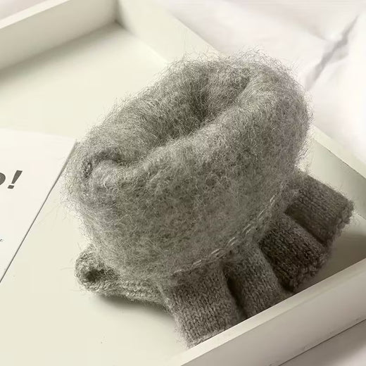 Men's Fingerless Gloves, Thick Warm Half Finger Knit Winter Gloves for Typing, Cycling & Driving