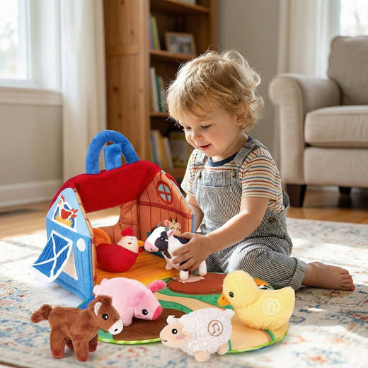 Plush Farm Animals Set, Soft Stuffed Farm Animal Toys with Animal Sounds for Toddlers