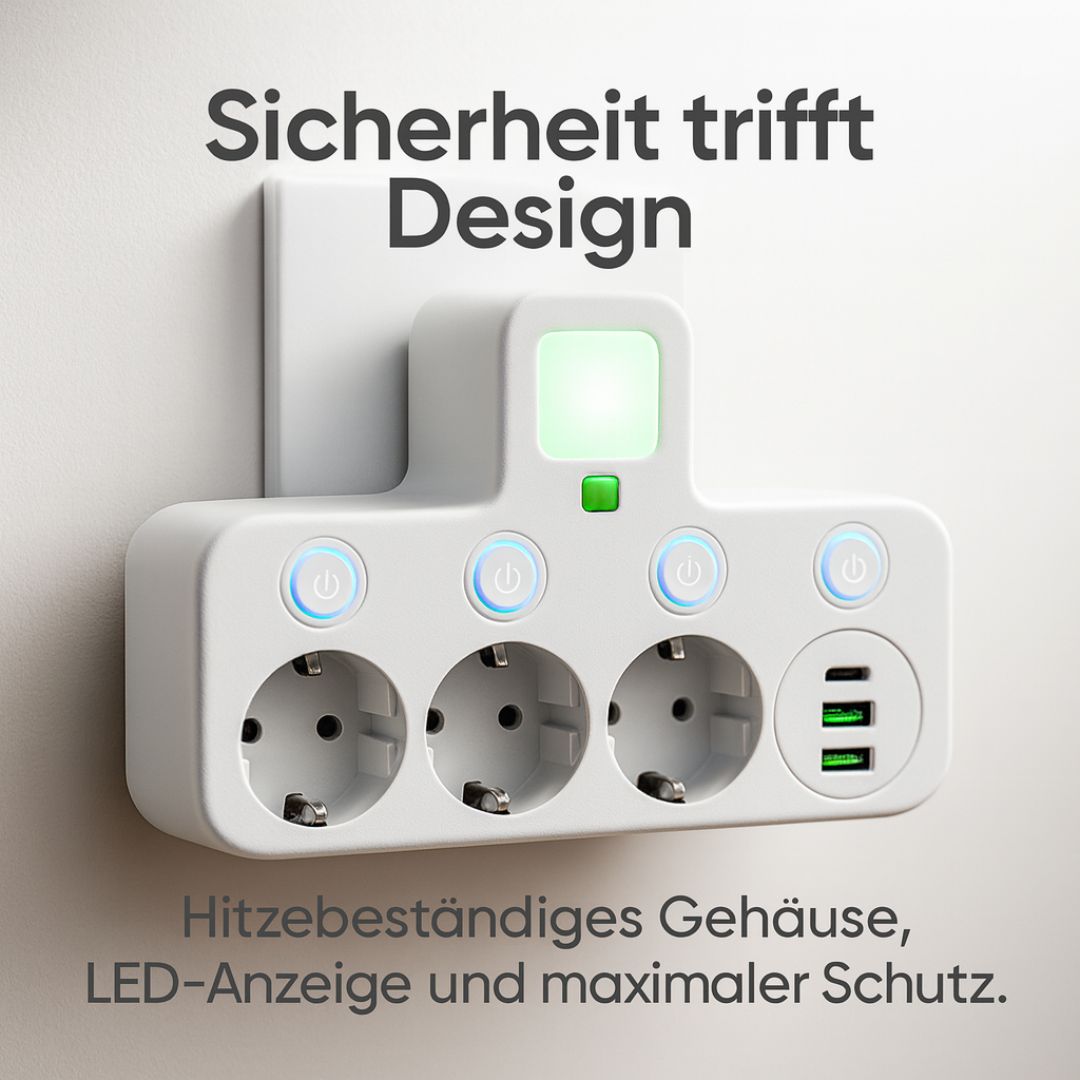 Power Strip with 3 Outlets, USB and Switch