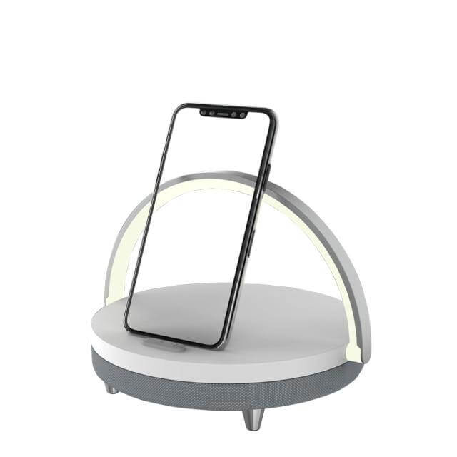 Wireless Charger Lamp, Wooden Bluetooth Speaker Table Lamp