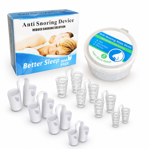 Nasal Dilator for Snoring, Soft Silicone Nasal Insert in Assorted Sizes with Travel Case