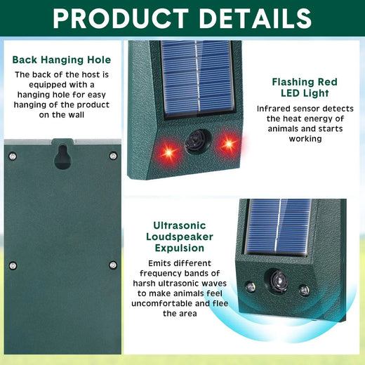 Solar Ultrasonic Bird Repeller, Weatherproof Motion-Activated Deterrent for Gardens & Balconies