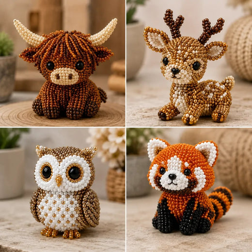 Bead Animal Kit, 3D Beaded Animal Craft Kit with Beads, Wire & Accessories for Kids & Adults