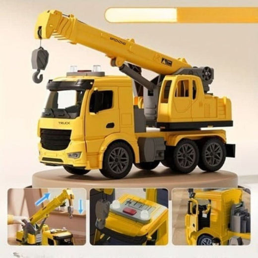 Toy Construction Crane, Moving Arm Truck with Lights & Sounds for Kids Ages 3+