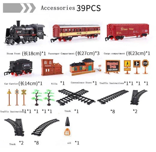 HO Scale Train Set, 39-Piece Model Train Collection with Smoke Effect, Headlights & Oval Track