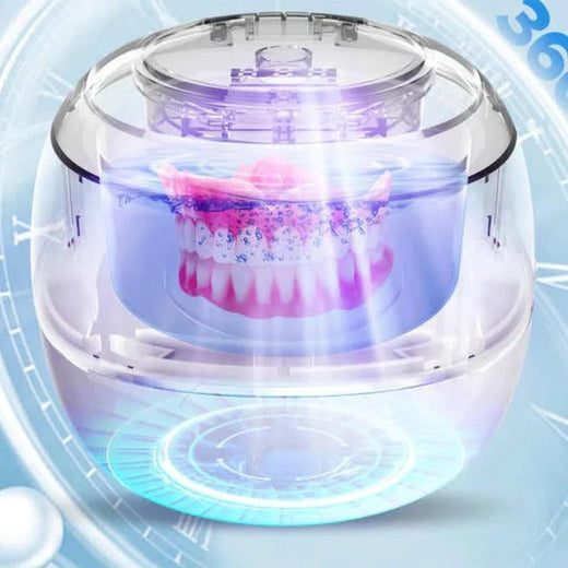 Ultrasonic Denture Cleaner, Portable 42,000 Hz Cleaning Machine for Cosmetic Dentures at Home or Travel