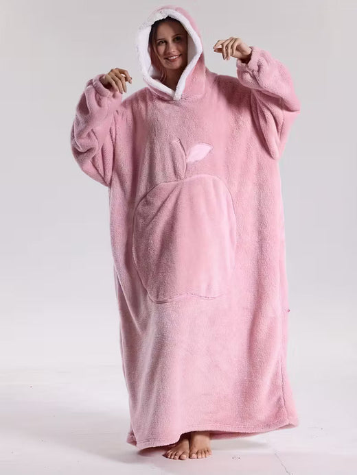 Wearable Blanket Hoodie, Oversized Soft Hooded Blanket with Sleeves & Pocket, One Size