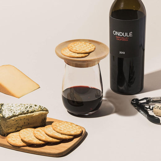 Wine Glass Topper, Set of 2 Bamboo Charcuterie Snack Toppers for Wine Nights & Dinner Parties