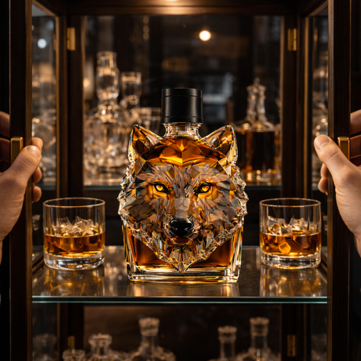 Wolf Whiskey Decanter, Decorative Wolf Head Liquor Bottle for Home Bar & Nature Lovers
