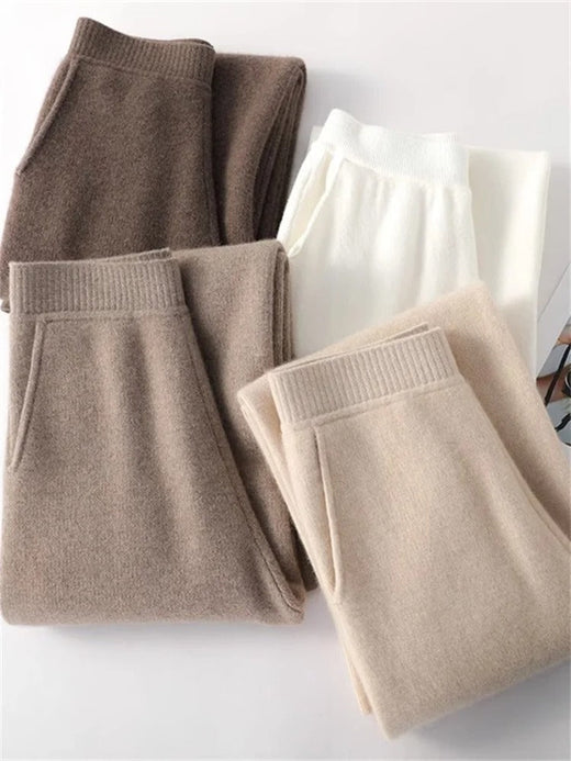 Cashmere Pants for Women, High Waisted Soft Lounge Pants with Elastic Waistband for Casual & Travel