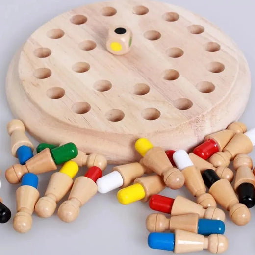 Wooden Memory Game, Handmade Brain Game for Kids to Build Focus & Coordination