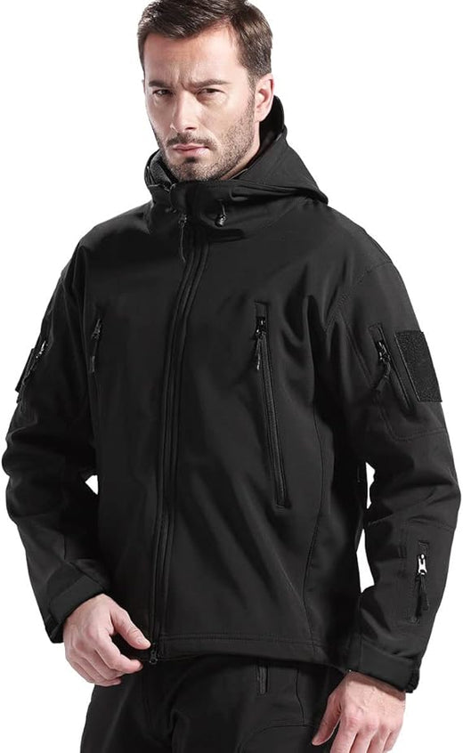 Waterproof Outdoor Jacket, Windproof Fleece Lined Hooded Jacket for Hiking, Hunting & Fishing