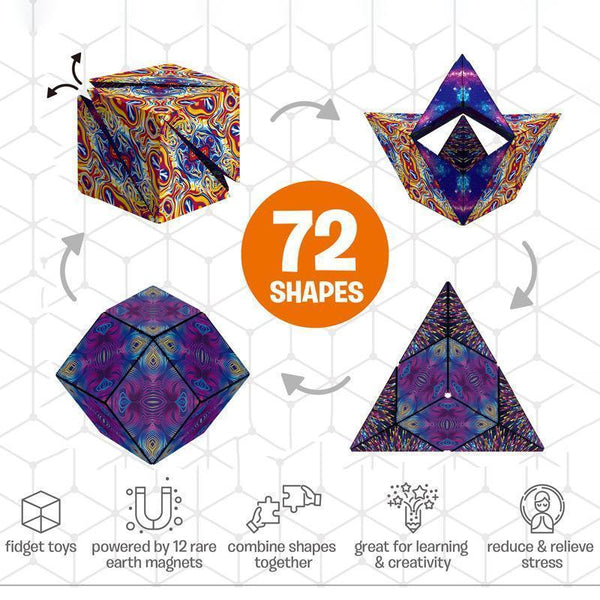 Magnetic Shape Shifting Cube, Fidget Puzzle Toy for Stress Relief for Kids & Adults