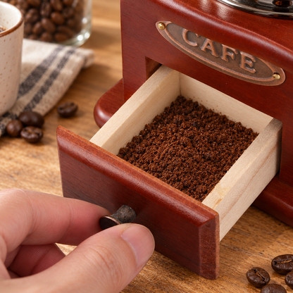 Manual Coffee Grinder, Vintage Wooden Hand Crank Coffee Mill