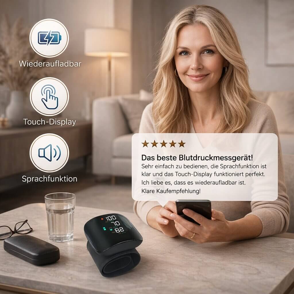 Wrist Blood Pressure Monitor, Rechargeable Digital Device