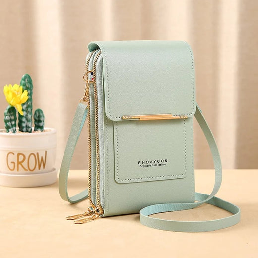 Crossbody Phone Bag, PU Leather Wallet Purse with Touchscreen Window & Anti-Theft Design