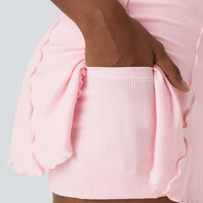 RIBBEDKNIT Feminine 2-in-1 Tennis Skirt